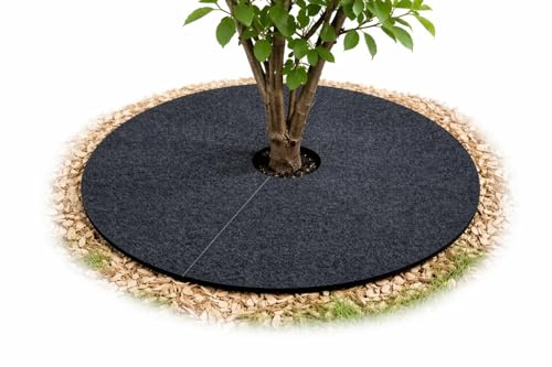 Arco Bertoni Home - Disco per pacciamatura in feltro Ø 60 cm, anello di protezione per erbacce in feltro da 300 g/m², antracite, PET riciclato, permeabile all'acqua e mantiene l'umidità (50 cm)