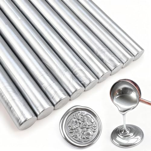 Tomgenrine Heißklebepistolen-Siegelwachsstifte - geeignet für Siegelstempel, Briefe, Grußkarten, Weinverpackungen, Handarbeiten sowie Hochzeits- und Party-Einladungen,20er Pack（Silber）