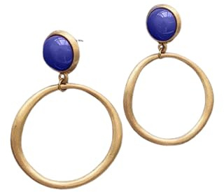 Hao Wu Xuan Unabhängiges Design antikes Gold eingelegte Lapislazuli Ohrringe Temperament einfacher und personalisierter Damen Silberschmuck