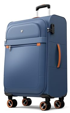 ABISTAB Trier Weichschalenkoffer L 78 cm, Zahlenschloss, Dunkelblau | 109 L, reißfestes Oxford-Gewebe, leise 360°-Rollen, Zahlenschloss sowie Spanngurten, Netzfach und Trennwand