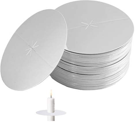 80 pezzi trappole antigoccia per candele, carta antigoccia, 8 cm, piastrine di cera per candele, fermaporta per candele e candele a punta, ideali per templi domestici, feste, servizi di culto