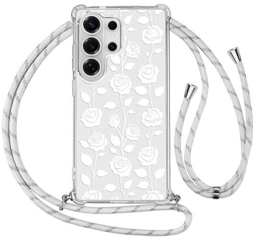 Ciciber Ttusy Handykette Hülle für Samsung Galaxy S26 Ultra mit Band, Durchsichtig Muster Blumen Case Weiches TPU Schutzhülle mit Kordel zum Umhängen Necklace HandyHülle für Samsung S26 Ultra, 05