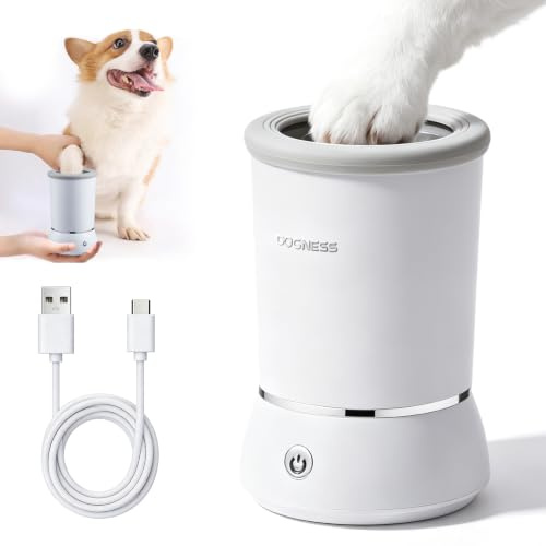Limpiador automático de patas para perros: 360 ° limpieza completa para perros, eléctrico, recargable por USB, limpiador para el cuidado de perros y gatos grandes, color blanco
