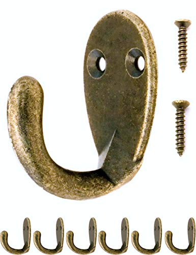 Fuxxer 6x Antike Wandhaken Oval, Garderoben- und Handtuchhaken im Vintage Messing Design Bronze