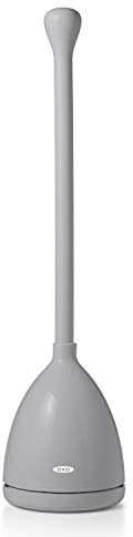 OXO 13289500 NEW Toilet Plunger with Holder, Gray Good Grips WC-Saugglocke mit Halter, Grau, 6.3 x 24