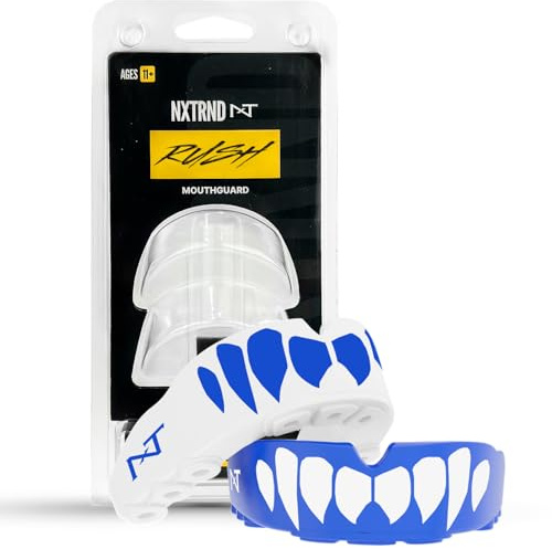 Nxtrnd Rush Mundschutz Sport, professioneller Mundschutz für Boxen, Jiu Jitsu, MMA, Wrestling, Fußball, Lacrosse und alle Sportarten, passend für Erwachsene, Jugendliche und Kinder ab 11 Jahren (blau)