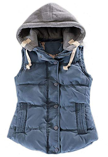 Tomwell Damen Weste Leder Kunstpelz Weste Ärmellose Jacke Winterjacke Fellweste Mantel Kunstfell Weste Outwear Warm Pelzweste Pelzjacke Pelzmantel A Blau XL