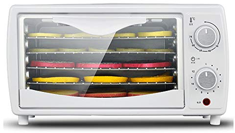ZXLLAFT Mini Déshydrateur Aliments Séchoir Fruits Fonction Minuterie Domestique avec 5 Plateaux Acier Inoxydable, Température Réglables, pour Saccadé, Herbes, Fruits, Légumes, Collations,220V