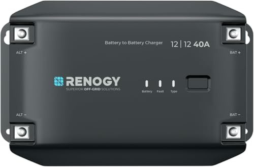 Renogy 40 A DCDC batteriladdare 12 V solenergiladdare, AGM, flyttade, gel och litiumbatteri, skydd mot överhettning