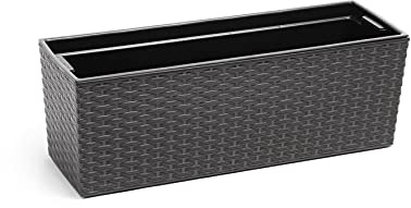 Gordanluk, Low Rattan Designed Flowerpot with removable liner, Plant pot, Indoor, Outdoor, Case Flowerpot, (Grey)