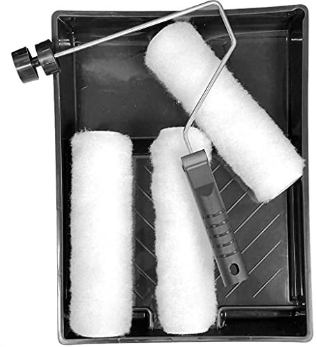 9 Paint Roller Set Gloss Emulsion Decorating Decorator Tray Sponge + 3 Sleeve