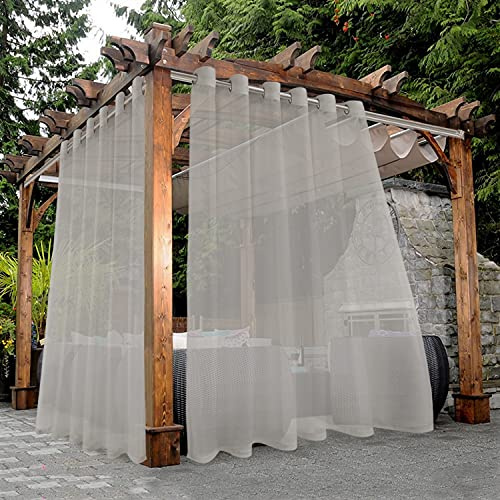 Bonzer, wasserdichte, transparente Outdoor-Vorhänge für die Terrasse – 2 breite Vorhangpaneele mit Ösen für Wohnzimmer, Schlafzimmer, Veranda, Pergola oder Cabana, 254 x 241 cm, grau (Cloud Grey)