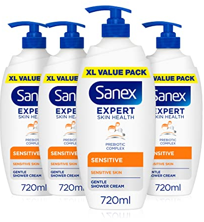Sanex Body Wash - Expert Skin Health - Sensitive Shower Cream - Dermatologist Tested Gentle For Sensitive Skin - Multipack - 4 Pack - 720ml Bottles