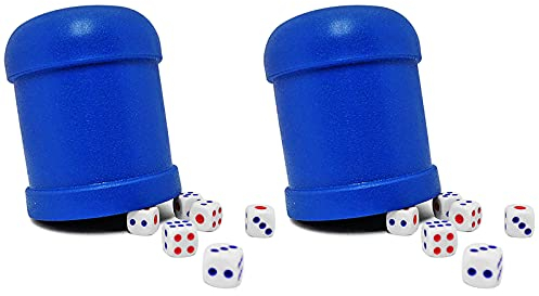 Würfelbecher, Würfelbecher, Casino-Gastgeschenke, Spiel, gerade, blau, Kunststoff, inkl. 2 Tassen und 12 Würfel