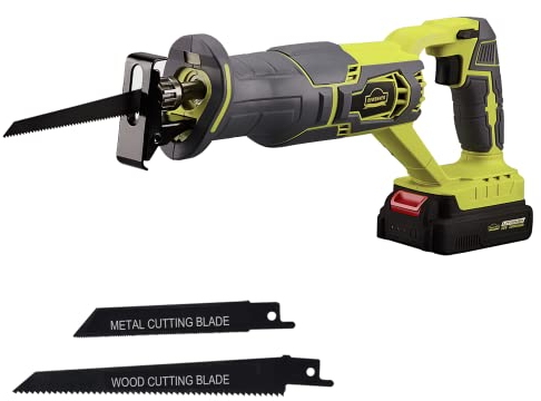 DEWINNER Scie Sabre Sans Fil, 20V 2.0Ah Scie Compacte Avec Batterie Li-Ion et Chargeur, 2 Lames de Scie, Vitesse Variable, Changement de Lame Sans Outil…