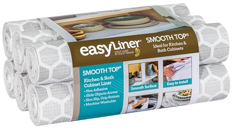Smidig topp EasyLiner för skåp och lådor – lätt att installera och klippa för att passa – hyllpapper och lådfoder icke-självhäftande – halkfritt hyllfoder – 30 cm. x 10 ft. - 6 rullar projektpaket -