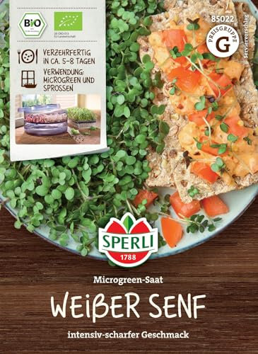 Sperli Semences de moutarde blanche bio au microgreen, goût croquant et sucré, idéal pour le kit de culture SPERLI, culture rapide, graines de moutarde, graines de moutarde, graines de moutarde