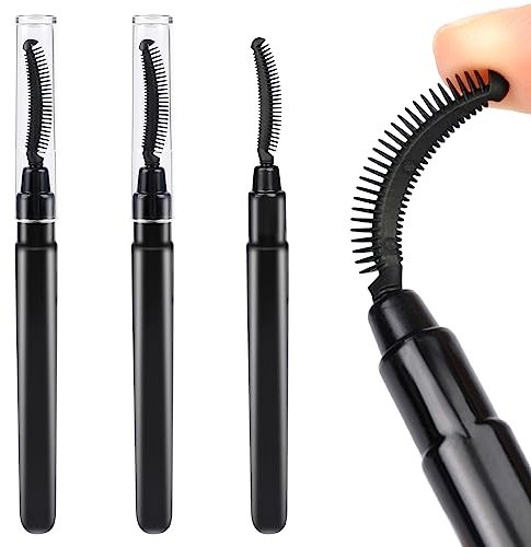 Lot de 3 brosses à cils avec couvercle anti-poussière et brosse à sourcils noire et outil de séparation des cils