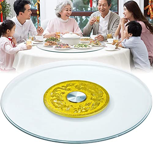 Plateau tournant en Verre Lazy Susan – Plateau de Service en Verre trempé Tourne à 360° – Plateau tournant Assiette Plat Table Centre de Table Servir des gâteaux Fromage Snacks Mai