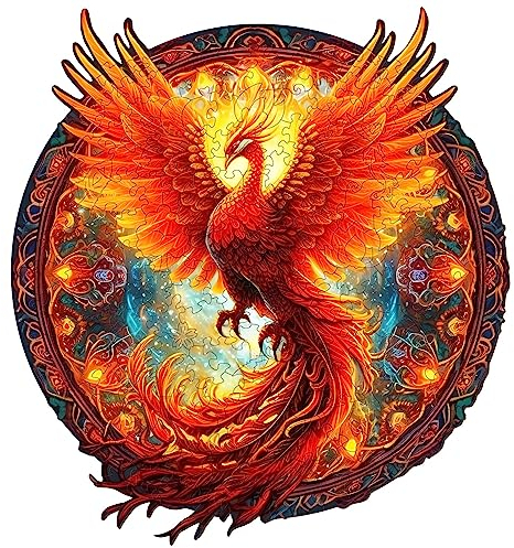 Funnli Holzpuzzle Erwachsene, 290 Stück Phönix-1 Holz Erwachsene, Wooden Puzzle Einzigartige Form Puzzleteile, Puzzle Holz 14+ mit Geschenkbox aus Holz(L-37.8 * 35cm)