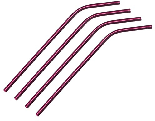 QUARKZMAN Réutilisable Métal Pailles 4Pcs, Inoxydable Acier Plié Boire Paille 10.5 Long Convient pour Lait Secouer Boisson Jus - Rose