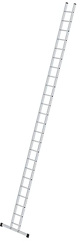 PROREGAL Sprossen-Anlegeleiter 350 mm breit mit Standard-Traverse | 24 Sprossen | Leiter, Teleskopleiter, Trittleiter, Bockleiter, Sprossen-Doppelleiter