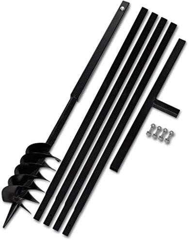 PURADAY Tarière avec poignée - 180 mm - Tube d'extension de 5 m - Pour tarière en acier inoxydable - Foret à métal - Avec poignée - Foret manuel