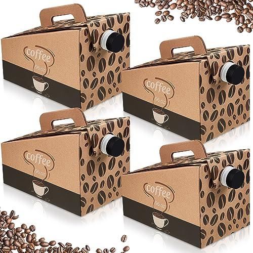Dandat 30 Pack Disposable Coffee Dispenser Box 96 oz - Thick Hardboard Insulated Coffee to Go Container with Handle & Lids, Hot Cold Bulk Beverage Dispenser for Parties, Catering, Take Out