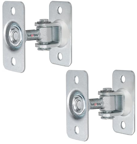 KOTARBAU® Set di 2 cinghie regolabili per porte M12 da avvitare, doppia base S235JR, in acciaio galvanizzato, zincato, cerniere per porta in argento, cerniera regolabile, cerniere per porta