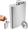 Edelstahl Flachmann 12 oz/340ML - Tragbar Mit Trichter, Auslaufsicher Zum Wandern, Klettern, Angeln - 18 x 9.5 cm (Silber)