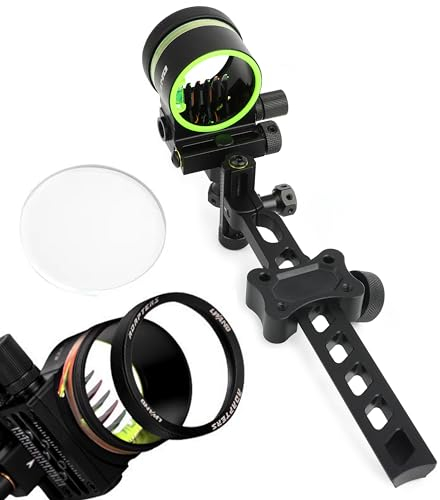 limaity Compoundbogen Visier Langer Stab 5 Pin Optische Faser Zielfernrohr Linse Vergrößerung Bogenvisier mit 4/6/8x Objektiv erhältlich Aluminium-Legierung Visier (Visier mit 8X-Objektiv)