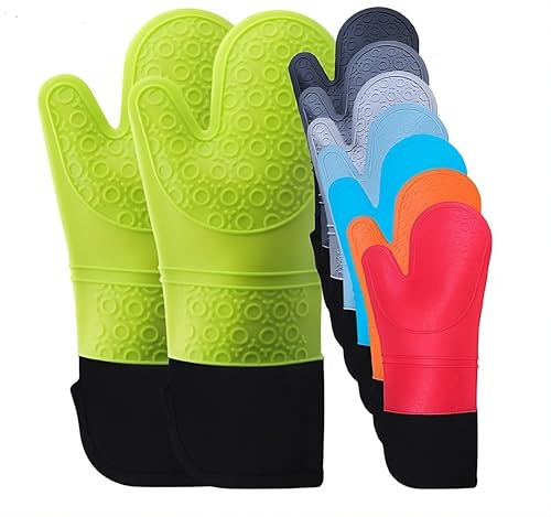 trookee® - Manoplas Horno de Silicona - Guantes Barbacoa y Cocina - Juego de 2 Guantes Horno Resistentes al Calor +350ºC - Aptos para Horno y Barbacoas - Relleno Algodón 100% - Color Negro