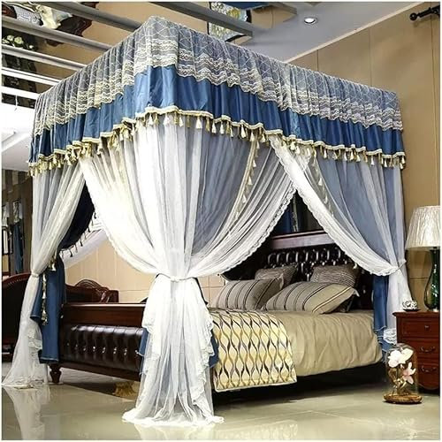 Moskitonetz-Bettdecke mit Baldachin für Einzel- und Doppelbetten. Dekorativer Bettvorhang für Schlafzimmer mit Rückseite (Farbe: Khaki, Größe: 120 x 200 cm/47 x 79 Zoll)