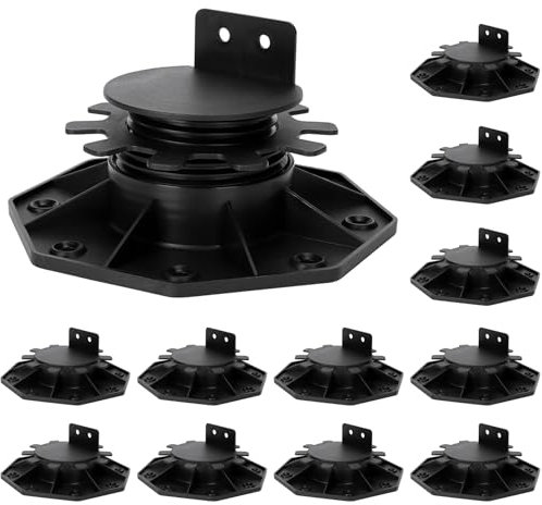 POPMERE Confezione da 12 supporti regolabili per ponte ad alto carico e piedistalli di supporto per pavimento per piattaforma galleggiante, altezza regolabile da 1-1/5 a 2-3/10