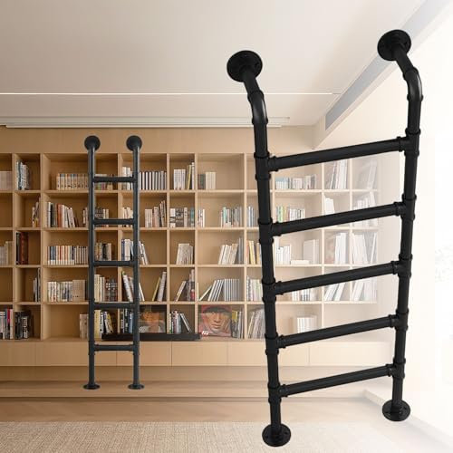 Bodenstehende Trittleiter aus Metall, hohe Eingangs- und Ausstiegsleiter, Kellerfenster-Schacht-Ausstiegsleiter, Feuerleiter für Dachboden, Wohnheim, Bibliothek, Etagenbett, Deck, Wohnmobil(190cm/75in