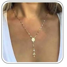 Atentuyi Gold Kreuz Halskette - Lang Y Lariat & Choker Dünne Kette Vintage Religiöse Kruzifix Schmuck für Frauen