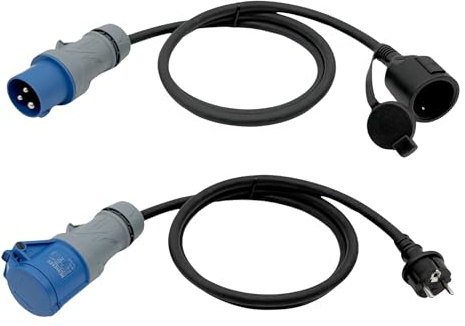 2 x CEE Adapter Stecker Kupplung 230V MENNEKES Camping Boot 3x2,5mm² H07RN-F 16A 1,5m