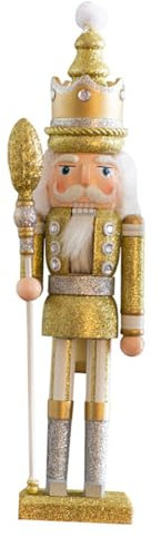 PRETYZOOM Marionnette Casse-Noisette Soldat Doré en Bois Taille Unique Décoration De Noël Traditionnelle pour Bureau Maison Présent Festif Unique