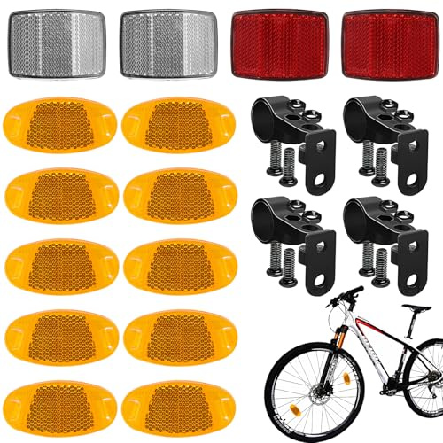 GOTRUST 14pcs Fahrrad Reflektor Vorne Hinten Set, Katzenaugen Reflektoren Fahrrad, Speichenreflektoren Fahrrad Orange, Rückstrahler Fahrrad Front und Heck für Mountainbike MTB Fahrrad Motorrad