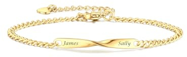 PiercingJak Partnerarmbänder mit Gravur Personalisierte Armbänder Paar Partner Armband Edelstahl Mobius Armkette Freundschaftsarmbänder Liebe Freundschaft Geschenke für Damen Herren