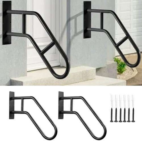 Wandhalterung Handlauf Treppe,handlauf treppe außen,2 PCS Treppenhandgeländer,U-förmiger Handgeländer für 1 bis 3 Stufen,Für Gärten,Garagen,Toiletten,Veranden,(60cm)