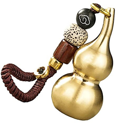 WRITWAA Vintage Copper Gourd Keychain Keyring Pendant Decorative Gourd Ornament Car Hanging Pendent