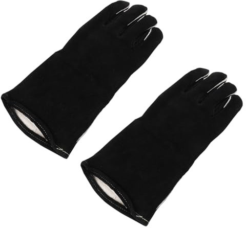 LAPYAPPEiner Hitzebeständige Ofenhandschuhe Für Bbq Grilling Outdoor Camping Backen Werkzeug Aus Hochwertigem Rindsleder Mit Guter Feuerschutz Und Wärmeisolierung