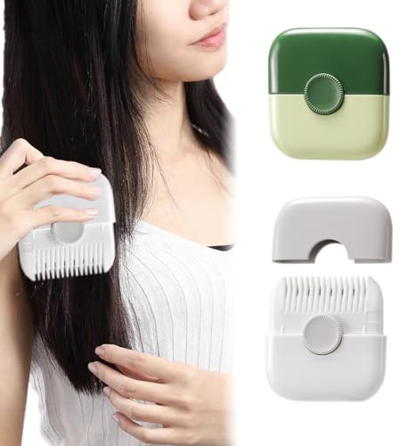 QIYUDA 2pcs 2 in 1 Split End Hair Trimmer, Replaceable Razor Combs for Hair Cutting Women(White,Green)