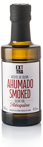 EXTTRA | Huile d'olive extra vierge fumée naturellement, huile espagnole fumée à froid au bois de chêne et de hêtre, huile gourmande pour la finition des viandes, poissons et légumes, 250 ml