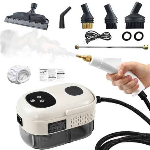 Pulitore a Vapore, 2500W Pulitore Vapore Casa Portatile con 3 Teste di Spazzole, Pulitore a Vapore Portatile ad Alta Pressione Temperatura, Steam Cleaner con Serbatoio 1L per casa, Auto