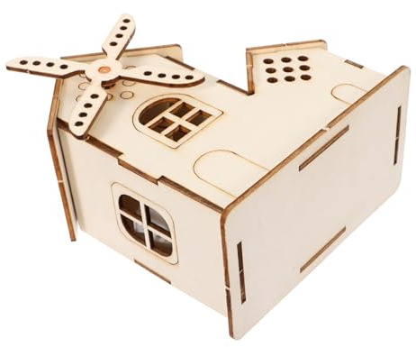 Abaodam Diy Solar Windmill Wood House Science Experiment Kit for Boys and Girls Solar Powered Windmill Assembly Project Educational Toy for Boy Girl