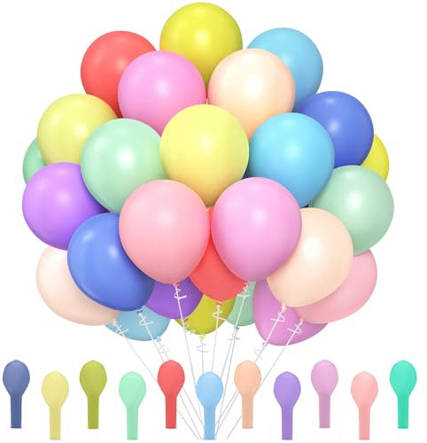 110 Palloncini Compleanno in Vari Colori, 12 Pollici Palloncini Pastello in Lattice, 11 Colori di Palloncini Elio Colorati per Decorazioni Compleanno, Festa, Baby Shower, Matrimonio