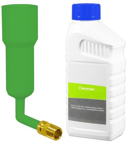 SPARES2GO Central Heating Cleanser Concentrate Sludge Rust Debris Cleaner Liquid (500ml Bottle) + Radiator Dosing Funnel Tool