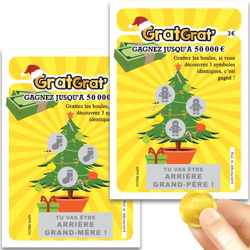 MIMI GRANDIT Annonce Grossesse Noël - Cartes à Gratter (lot de 2) Arrière-Grands-Parents - Duo Arrière-Grand-Père et Arrière-Grand-Mère - Réalisme bluffant ticket jeu (C)
